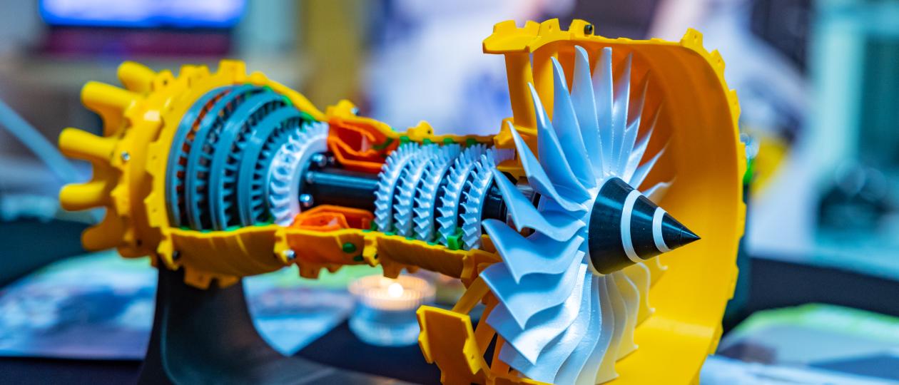 3D-printad turbin i Xenters 3D-labb.